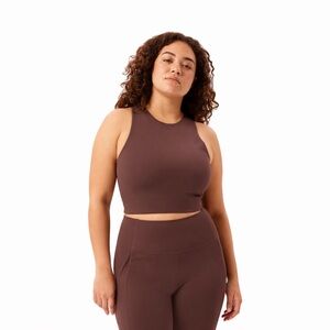 NWOT Girlfriend Collective XS Brown Dylan 0122 Tank Bra high neck racerback
